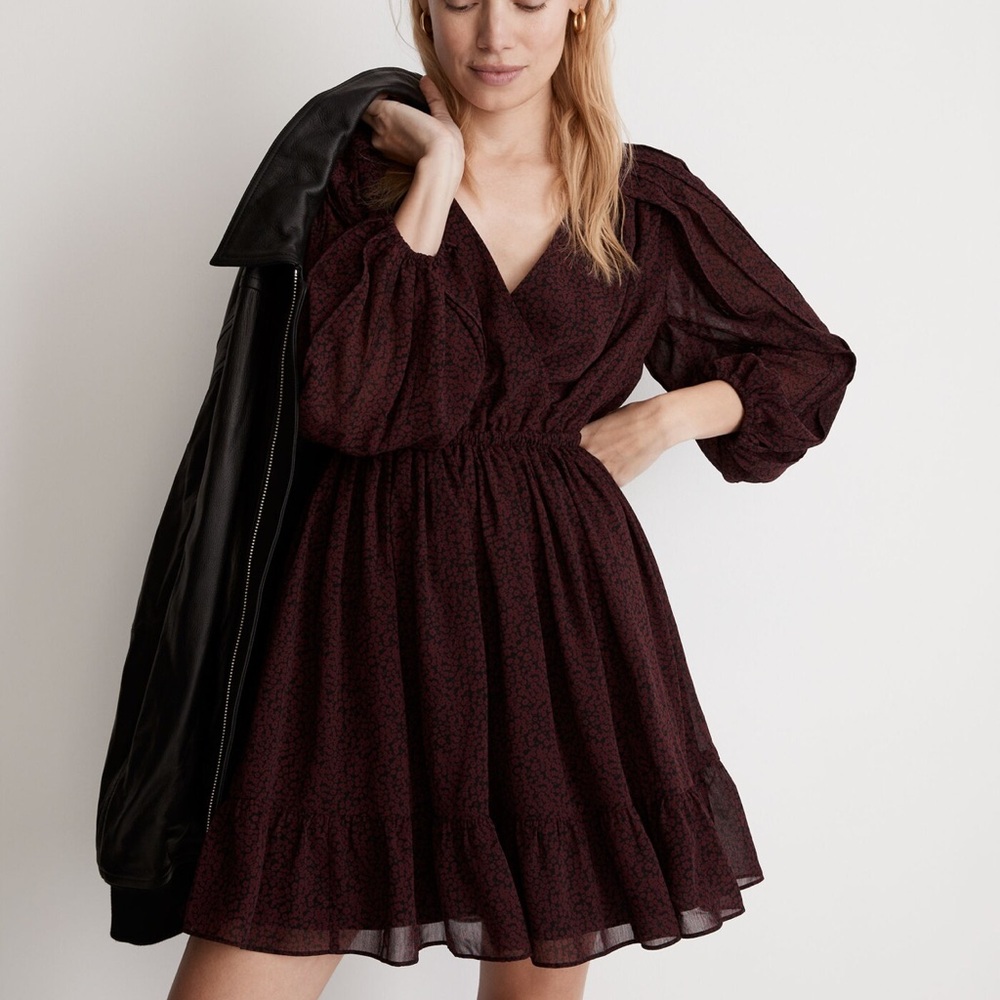 Madewell | (Re)Sourced Georgette Faux-Wrap Mini-Dress